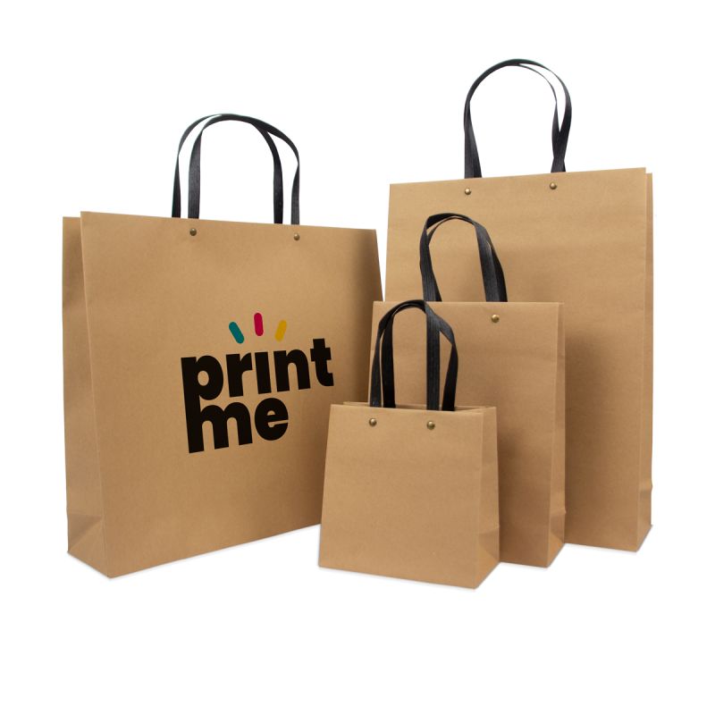 Luxury ecological paper bags with black kraft handles 
